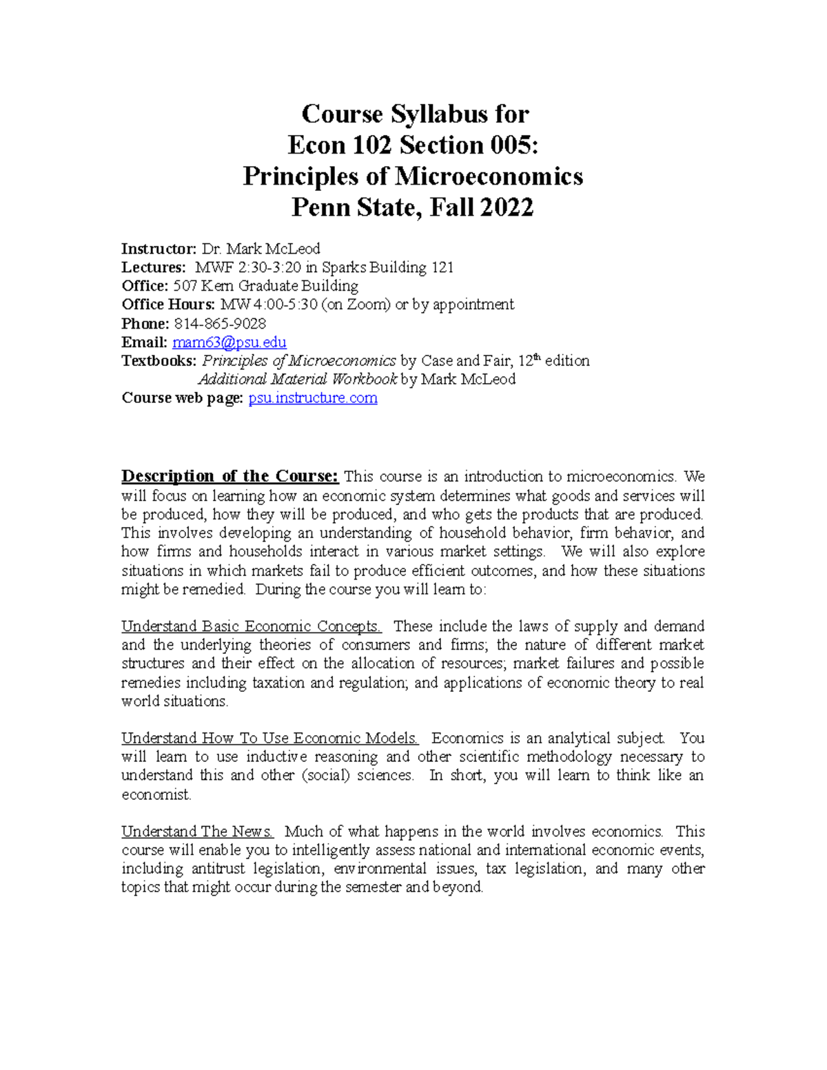 Course Syllabus for Econ 102.5 Fall 2022 - Course Syllabus for Econ 102 ...