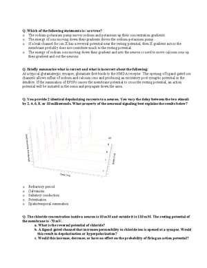 BIOL 216 Module 2 Notes (L12-20) - Lecture 12: Animal Electricity Pt. 1 ...