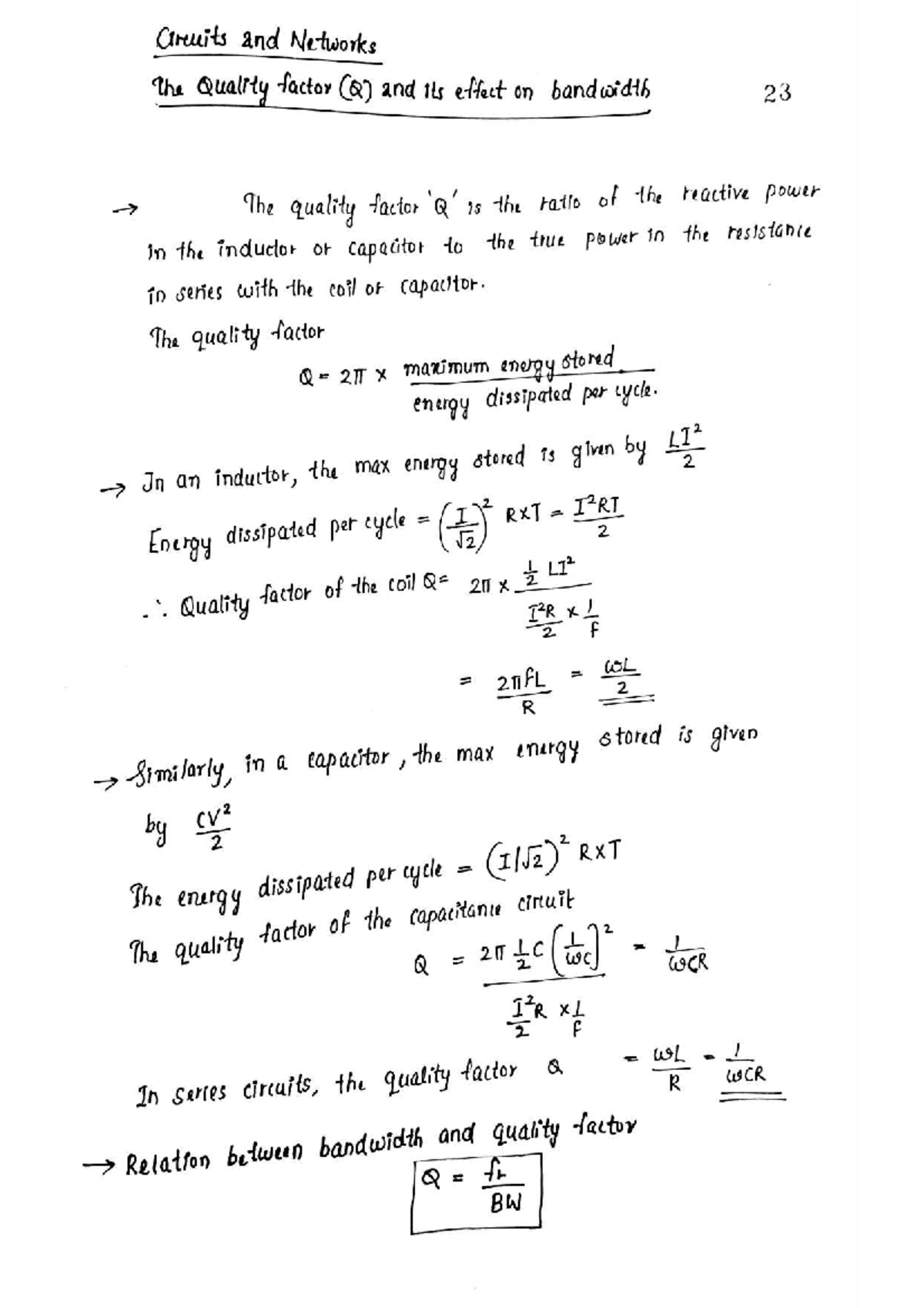 The Quality factor Q Simple Lecture Notes Physics Studocu