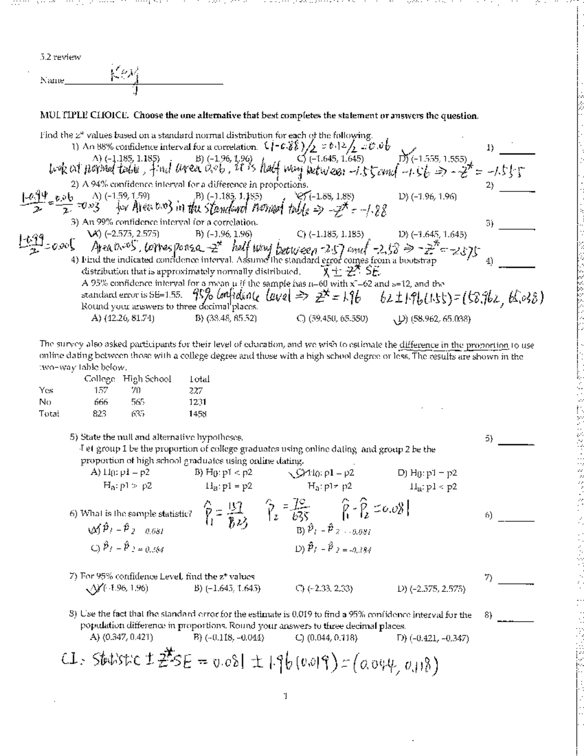 5.2 Quiz review key - STA 296 - Studocu