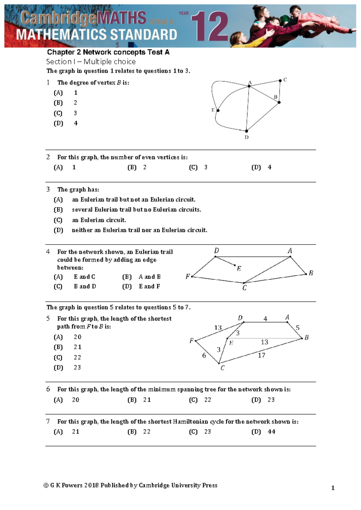 Chapter 2 Test A networks and critical paths Chapter 2 Network