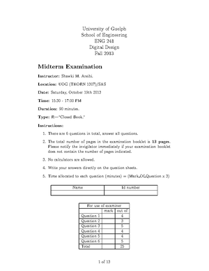 Eng241 assign 7 Sol F21 - ENG2410 Assignment #7 Solutions School of ...