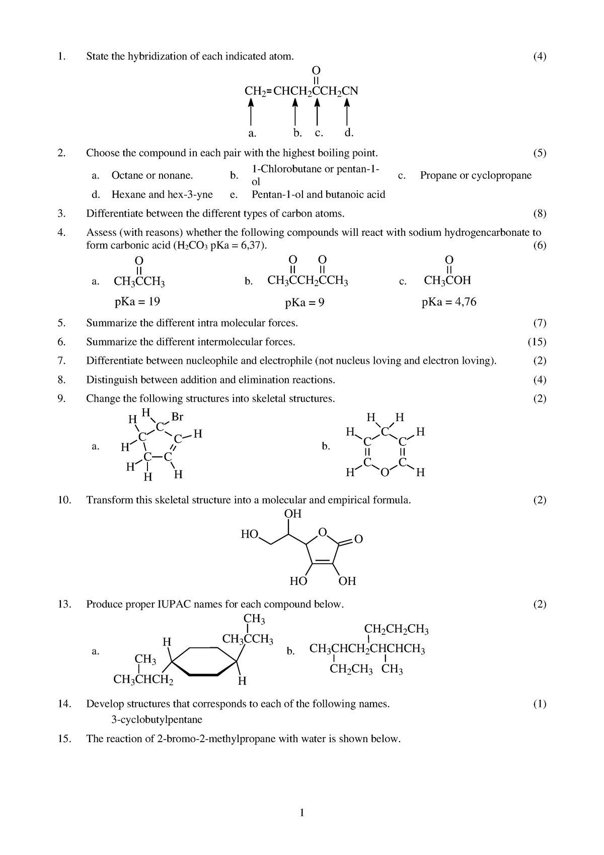 LU 1 2 3 questions 2 - 1 State the hybridization of each indicated atom ...