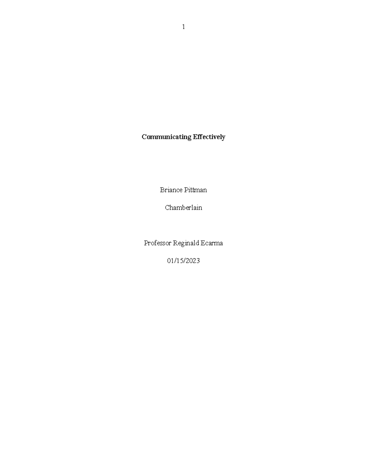 Communicating Effectively - Communicating Effectively Briance Pittman ...