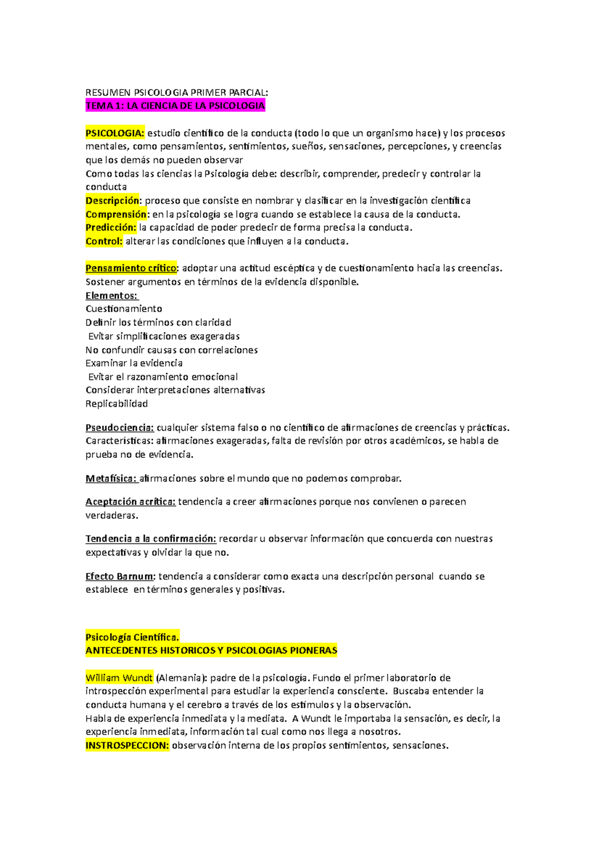 Resumen Psicologia Primer Parcial - RESUMEN PSICOLOGIA PRIMER PARCIAL ...