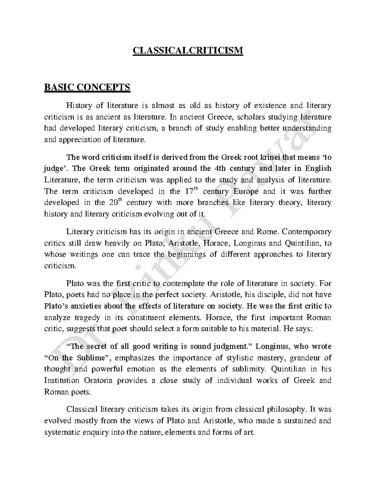 Basic Concepts OF Classical. PDFpdf - CLASSICALCRITICISM BASIC CONCEPTS ...