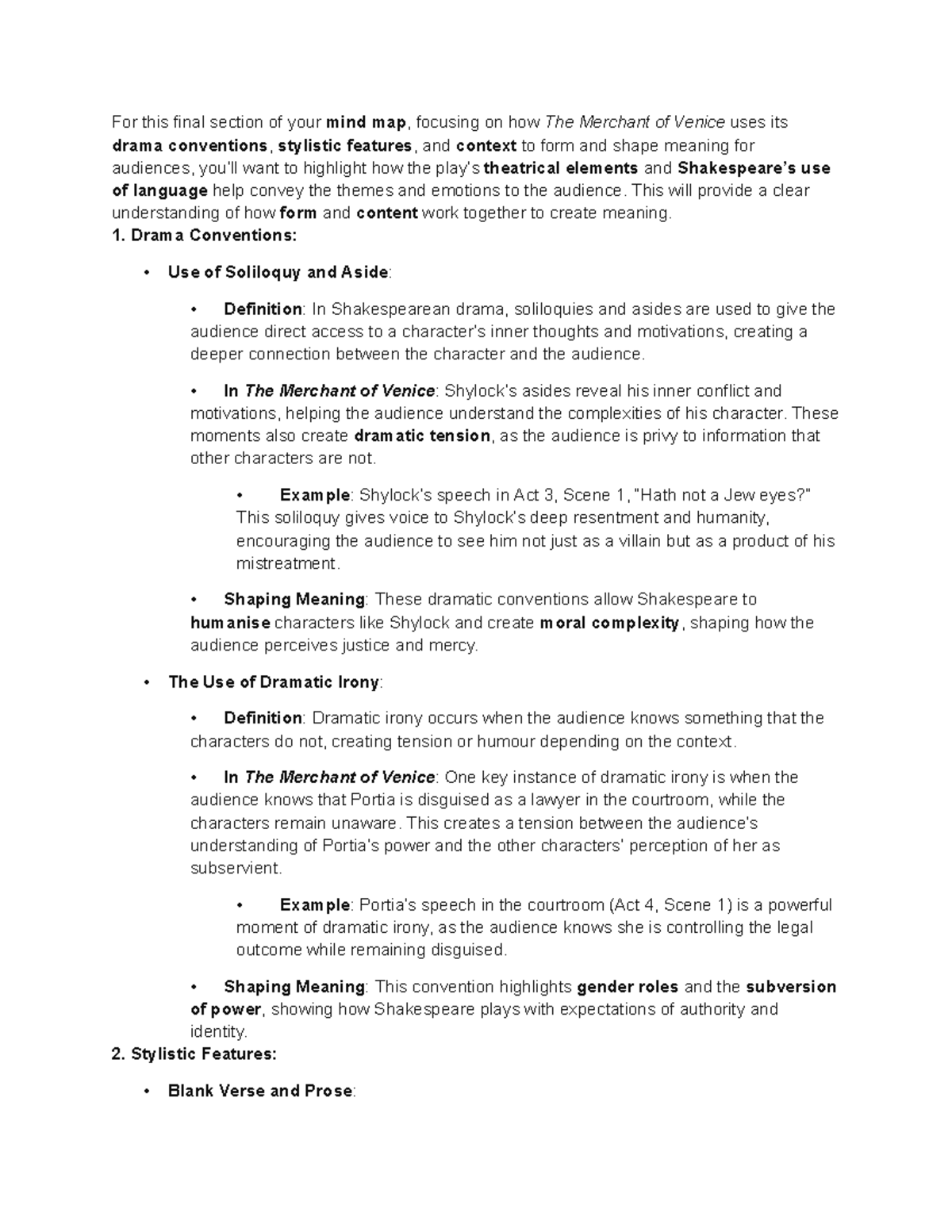 Common mod notes - For this final section of your mind map, focusing on ...