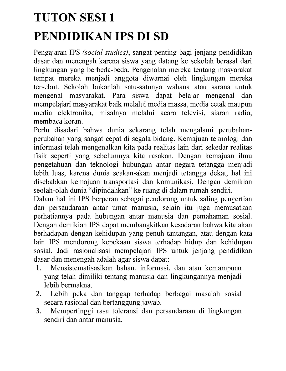 IPS - Tugas Ips - PENDIDIKAN IPS DI SD Pengajaran IPS (social Studies ...