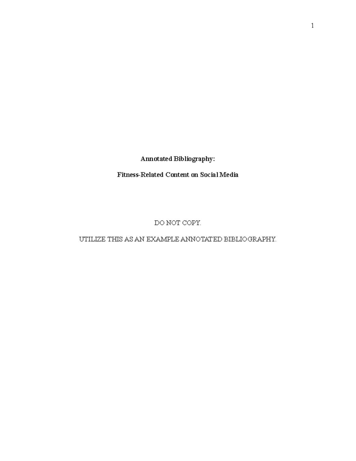 KINES 260 Annotated Bibliography - Annotated Bibliography: Fitness ...