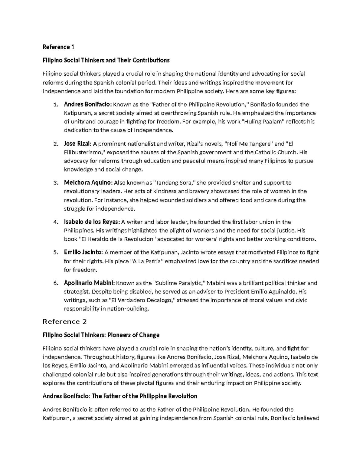 Reference for 2022 - Reference 1 Filipino Social Thinkers and Their ...