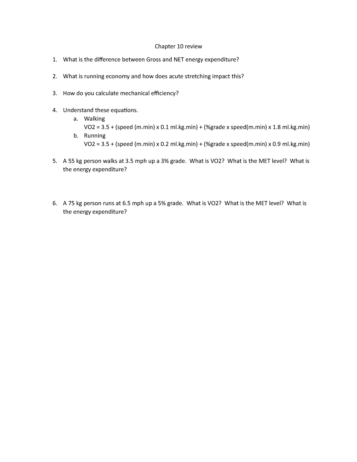 Exercise Science Chapter 10 Study Review - Chapter 10 review What is ...