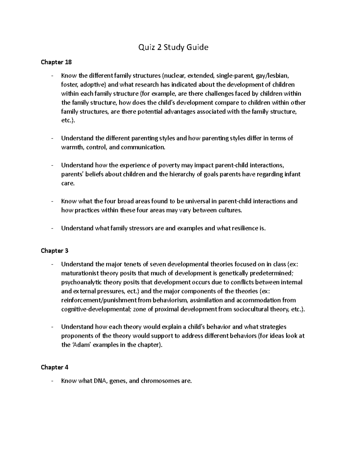 Quiz 2 Study Guide - Ch 3, 18, 4 - Quiz 2 Study Guide Chapter 18 Know ...