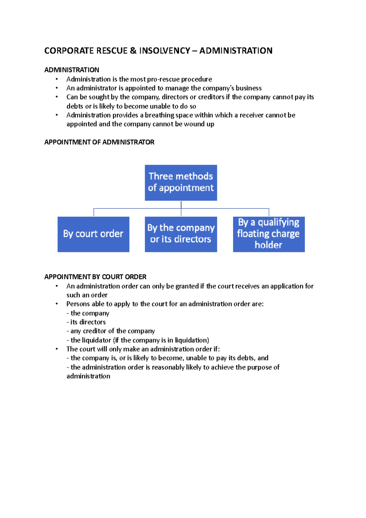 Corporate Rescue & Insolvency – Administration - CORPORATE RESCUE ...