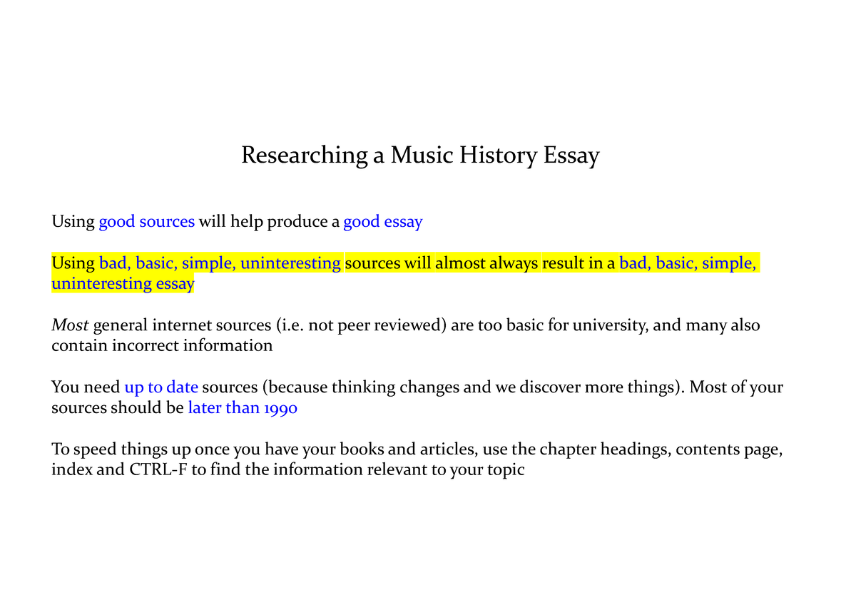 how to start a music history essay