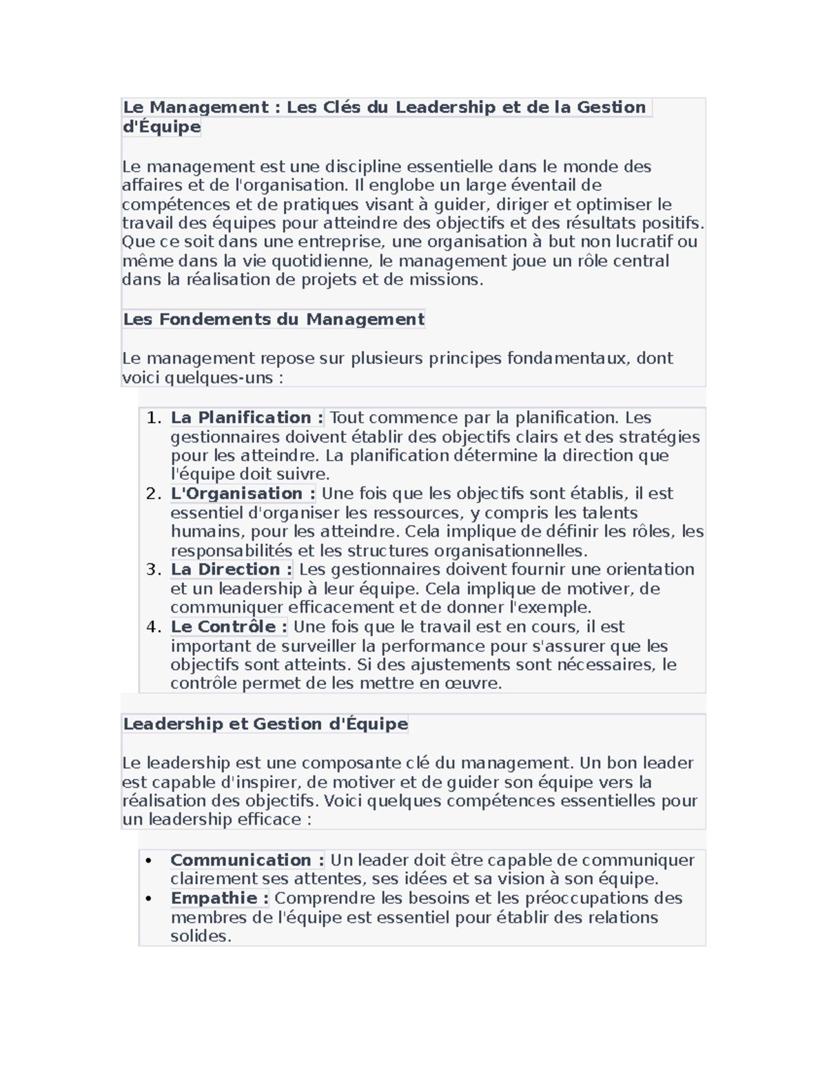 Le Management pour studocu - Le Management : Les Clés du Leadership et ...