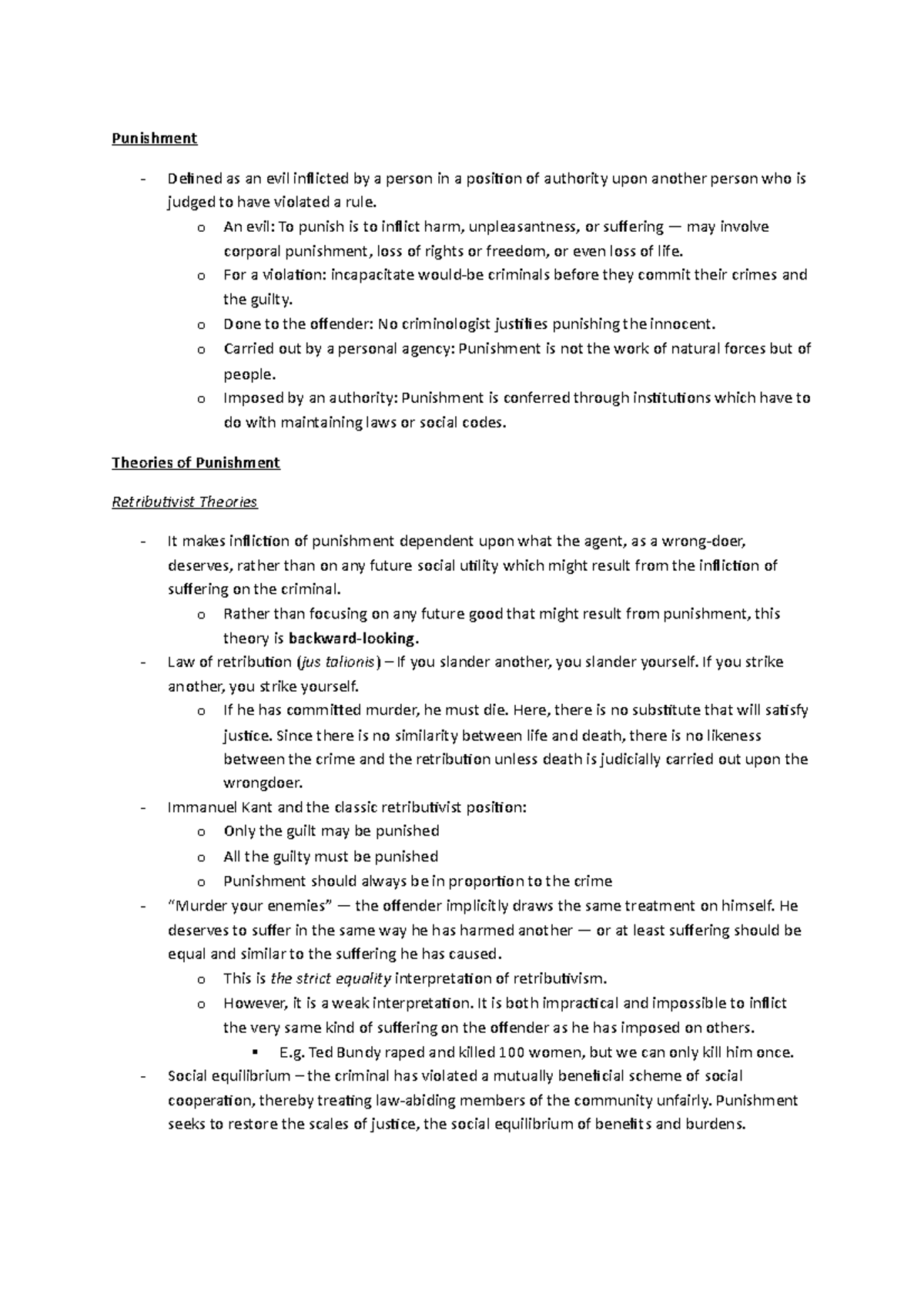 Summary from Pojman's - Did on Death Penalty and summarised Pojman's ...