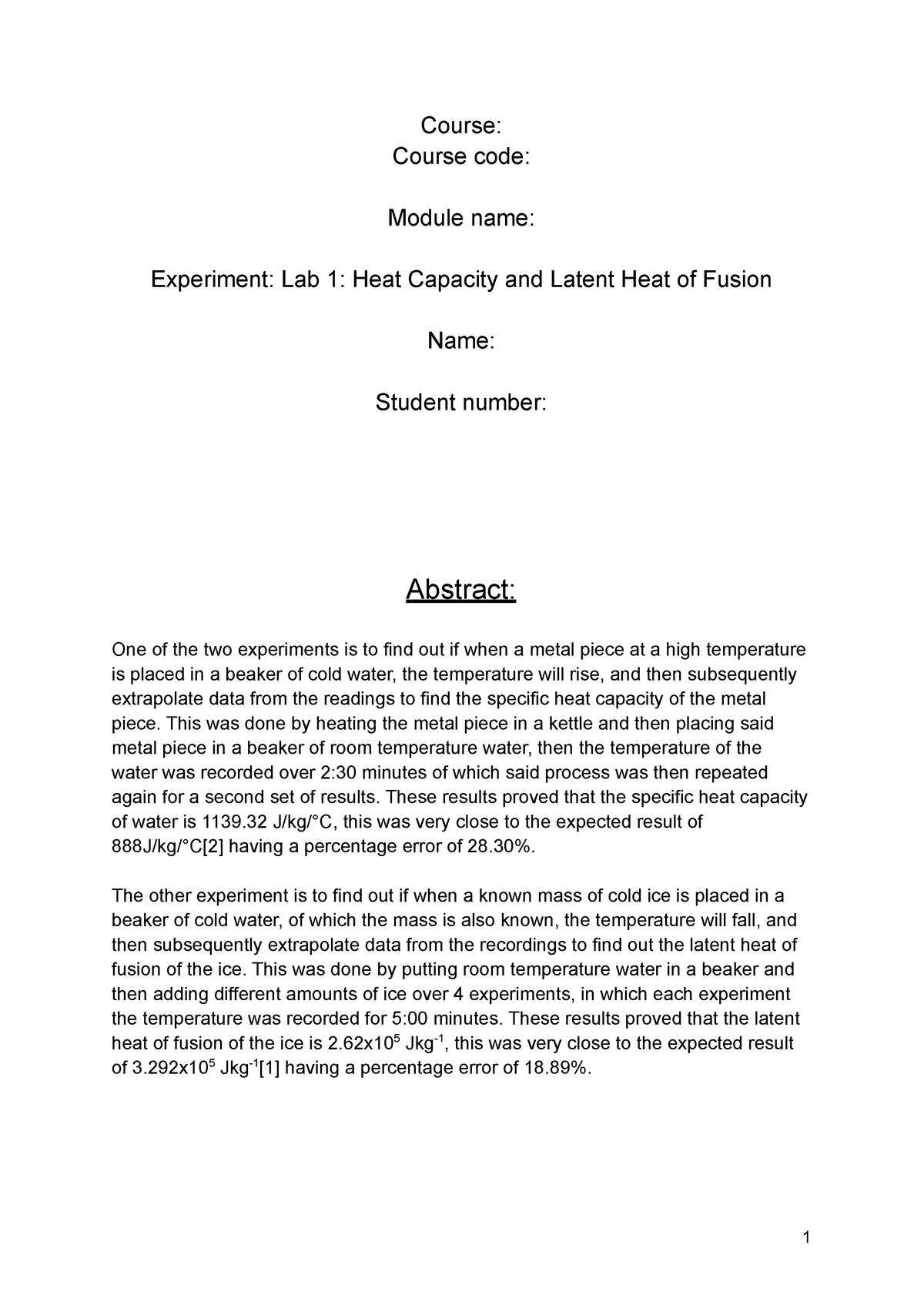 physics-heat-capacity-and-latent-heat-of-fusion-report-course