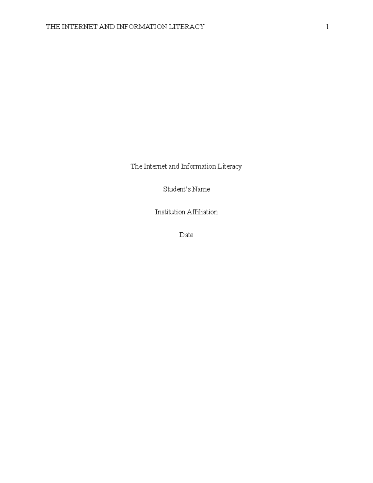 The internet andinformation Literacy.edited final - The Internet and ...