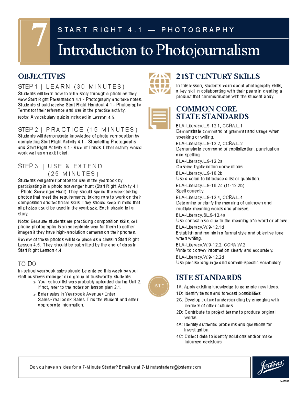 SR 4.1 - Introduction to Photojournalism 2 - S T A R T R I G H T 4. 1 ...