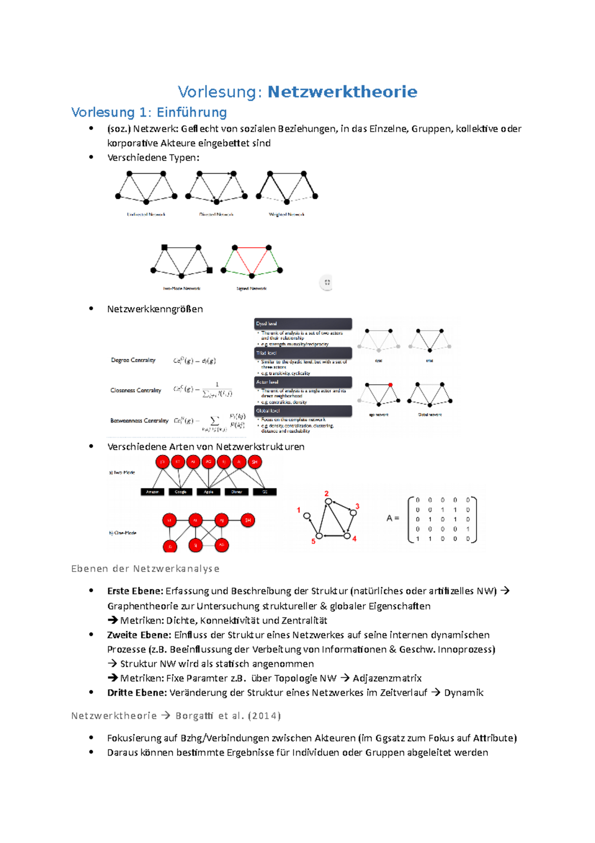 Skript Netzwerktheorie - Vorlesung: Netzwerktheorie Vorlesung 1: (soz ...