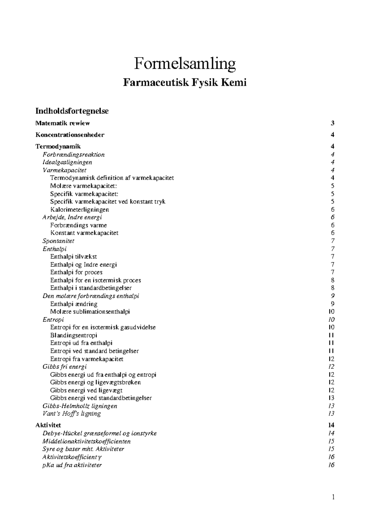 Formelsamling Til Farmaceutisk Fysisk Kemi - Formelsamling Farmaceutisk ...