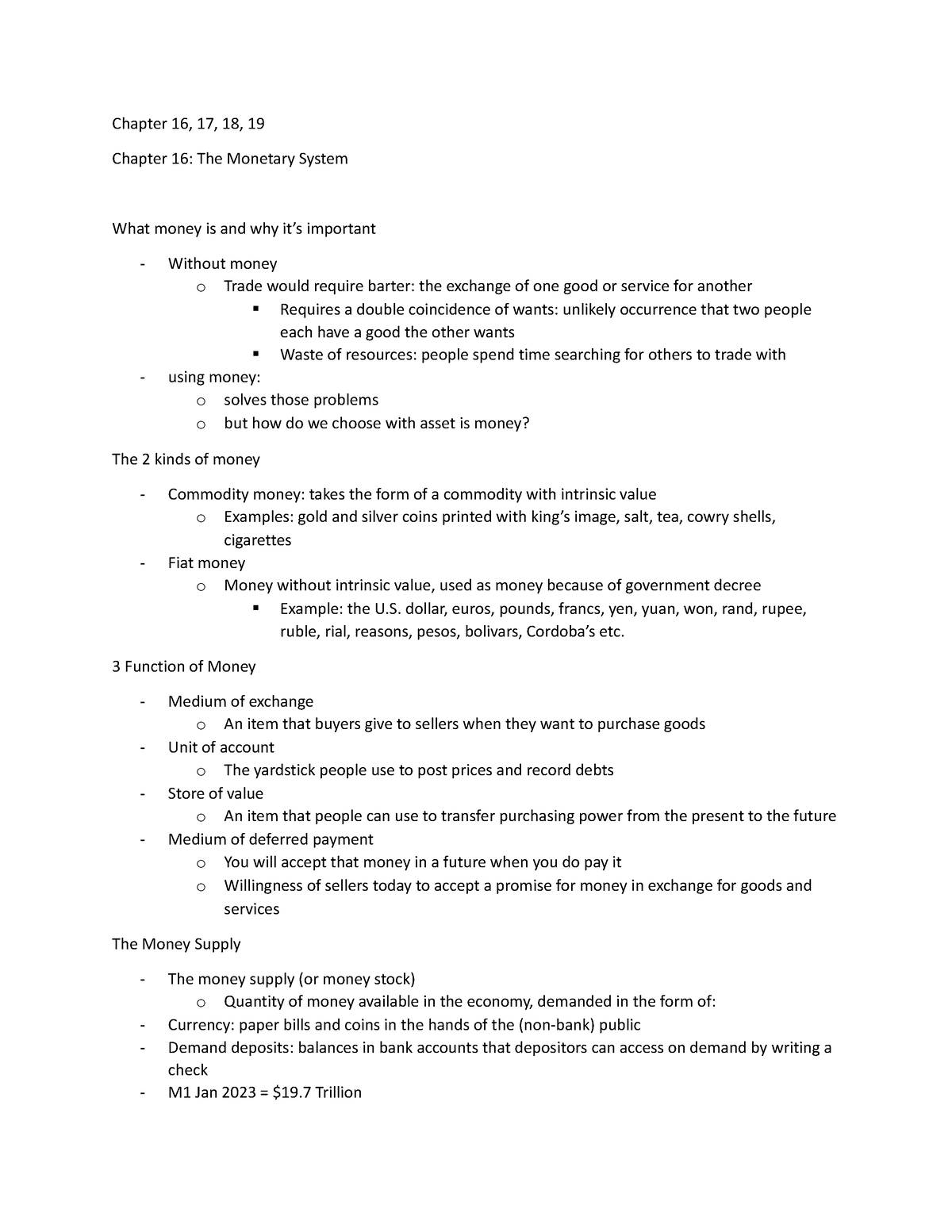 ECON Notes Chapter 16, 17, 18, 19 - Chapter 16, 17, 18, 19 Chapter 16 ...