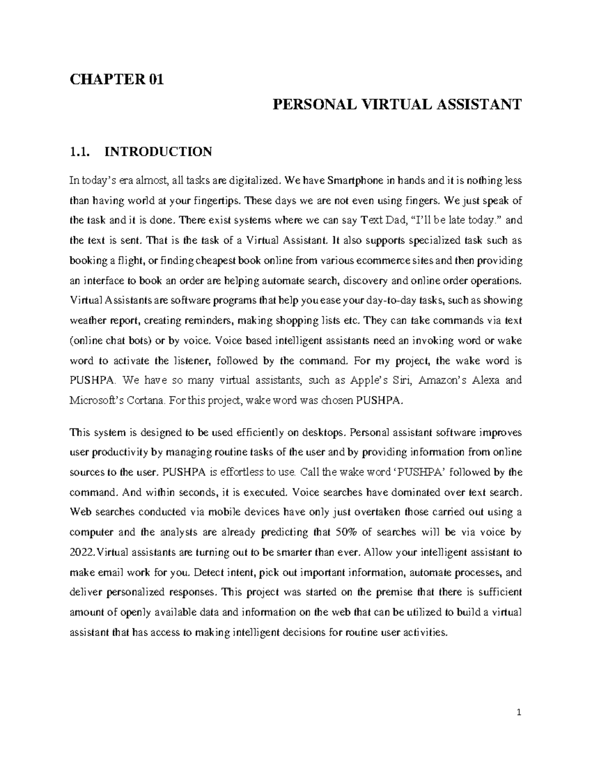 Technical Report ( Waqar) - CHAPTER 01 PERSONAL VIRTUAL ASSISTANT 1 ...