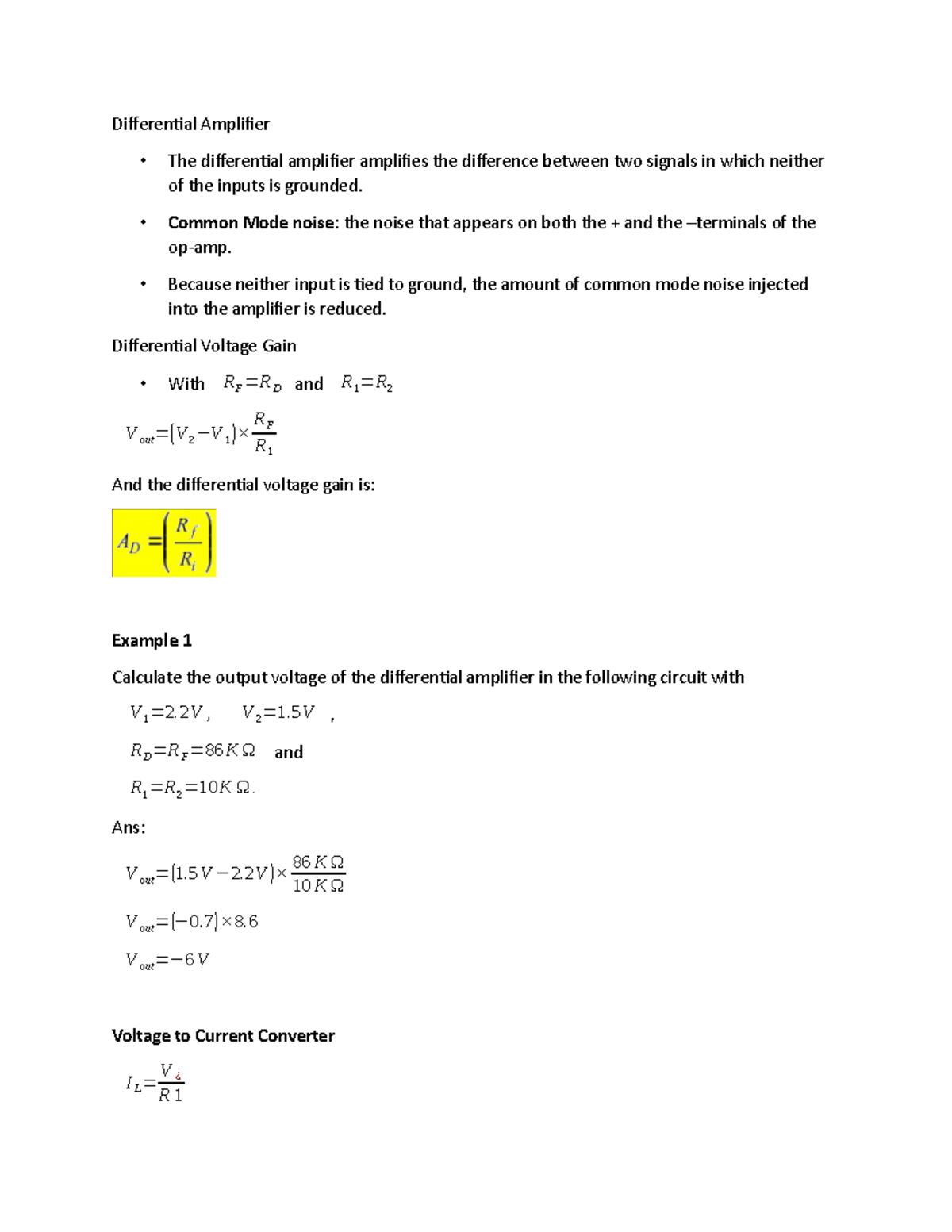 Differential Amplifier Elec 254 Differential Amplifier The