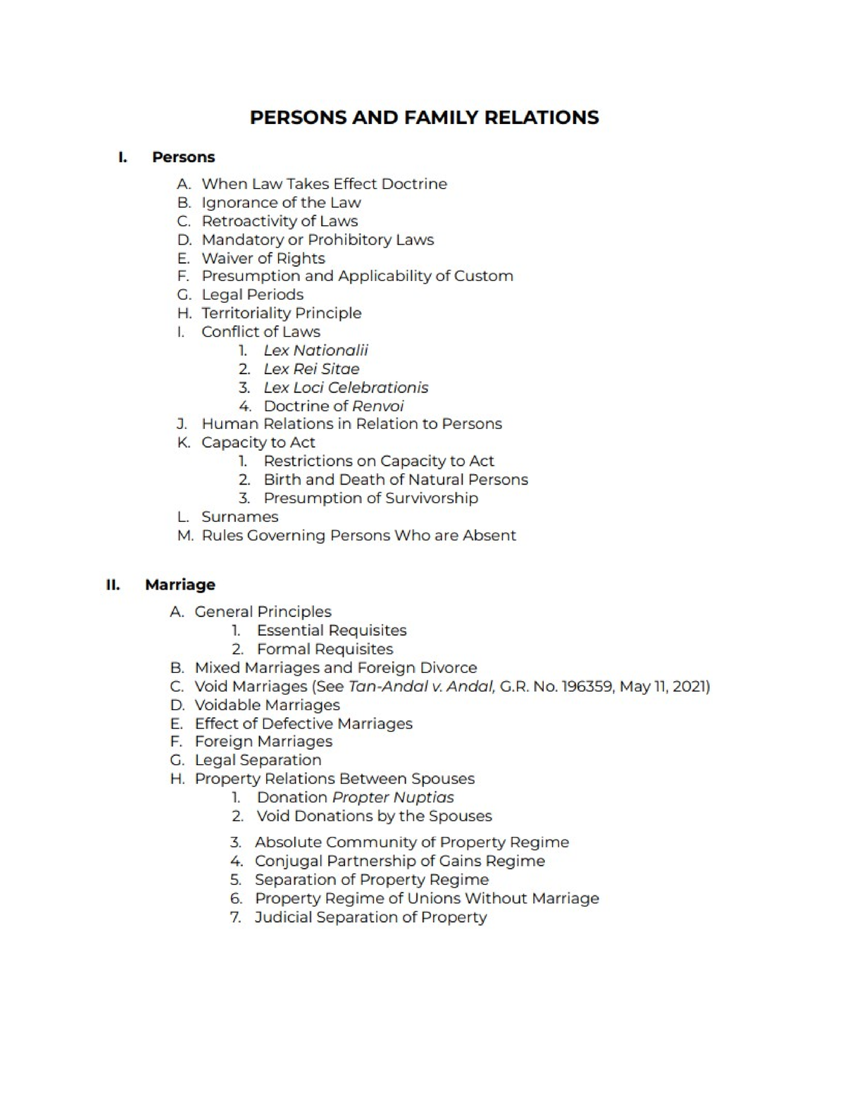 Bar Syllabus(Persons) Political Law Studocu