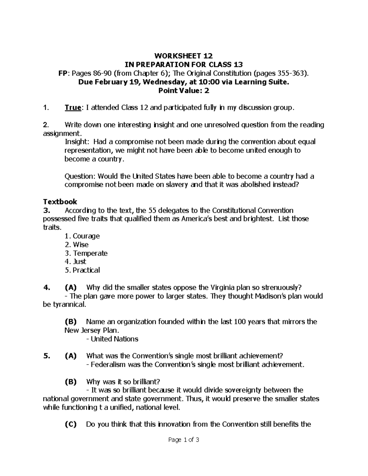 Lecture 13 Worksheet - WORKSHEET 12 IN PREPARATION FOR CLASS 13 FP ...