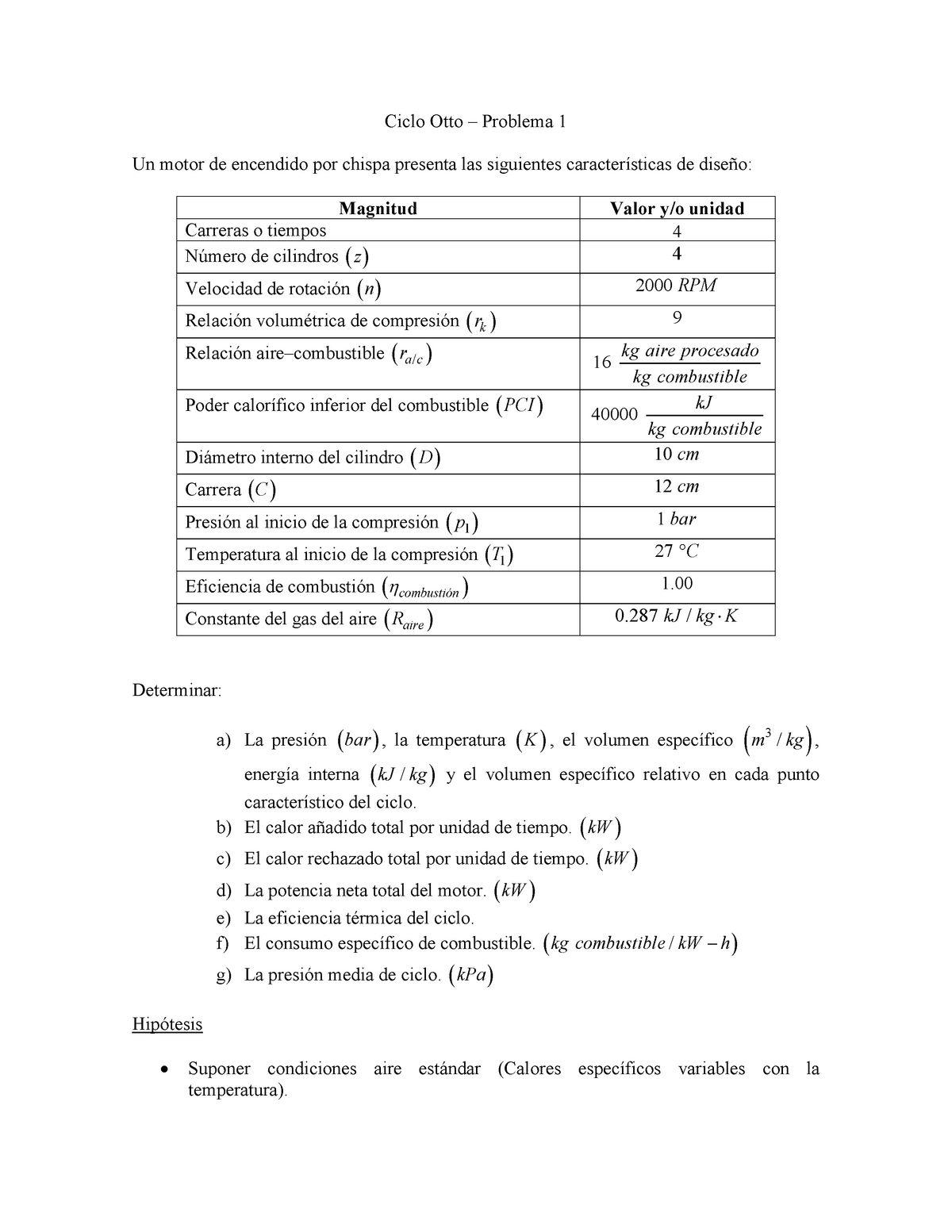 Ciclo Otto - Problema 1 - Ejercicio Resuelto De Un Sistema OTTO, Sin ...