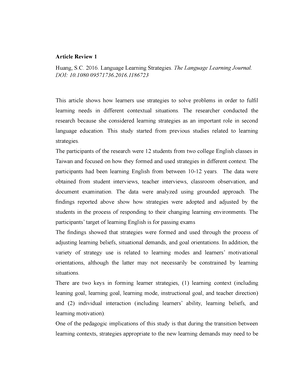 Article Review Related To Language Teaching Method - Le Thi Cam Nguyen ...