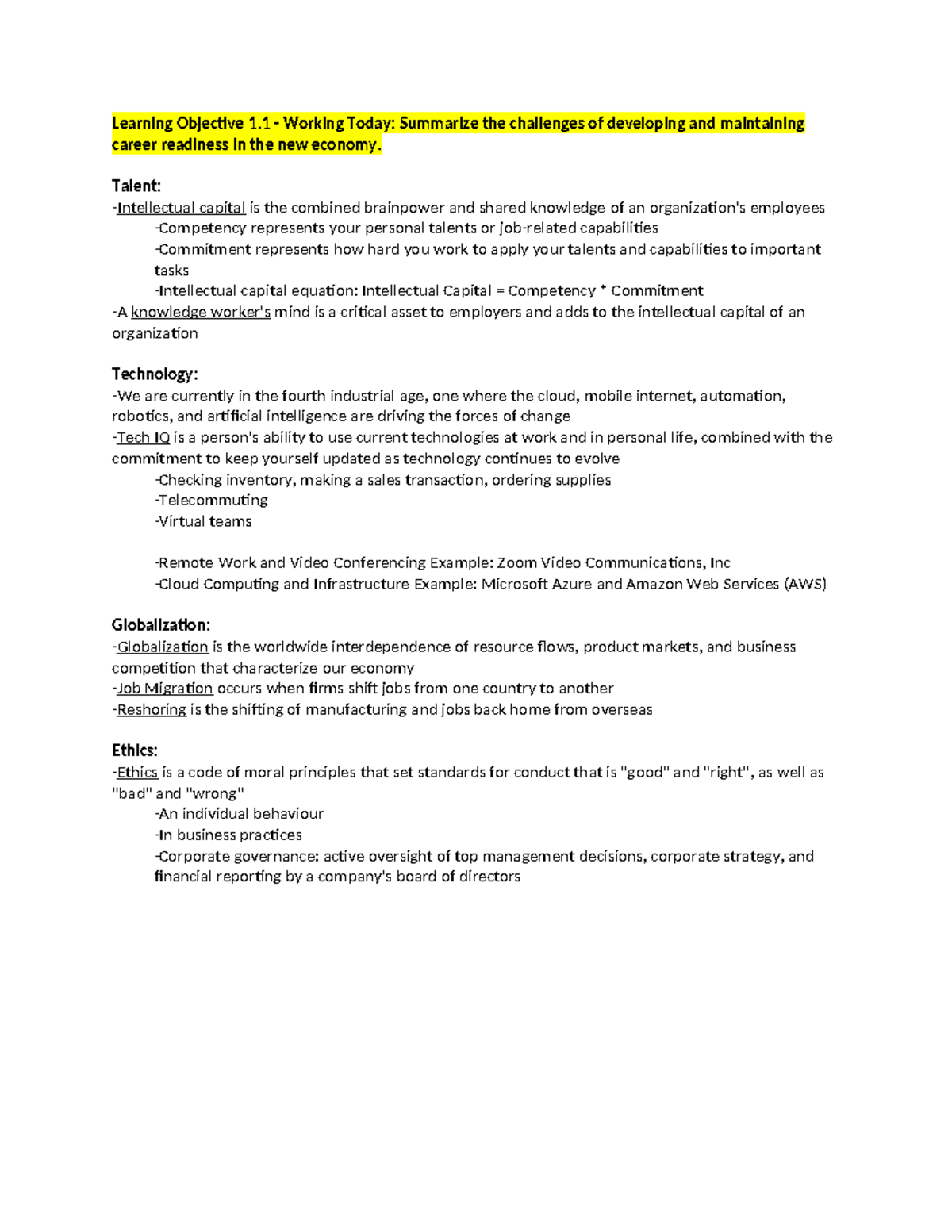 Chapter 1 - Learning Objective 1 - Working Today: Summarize the ...