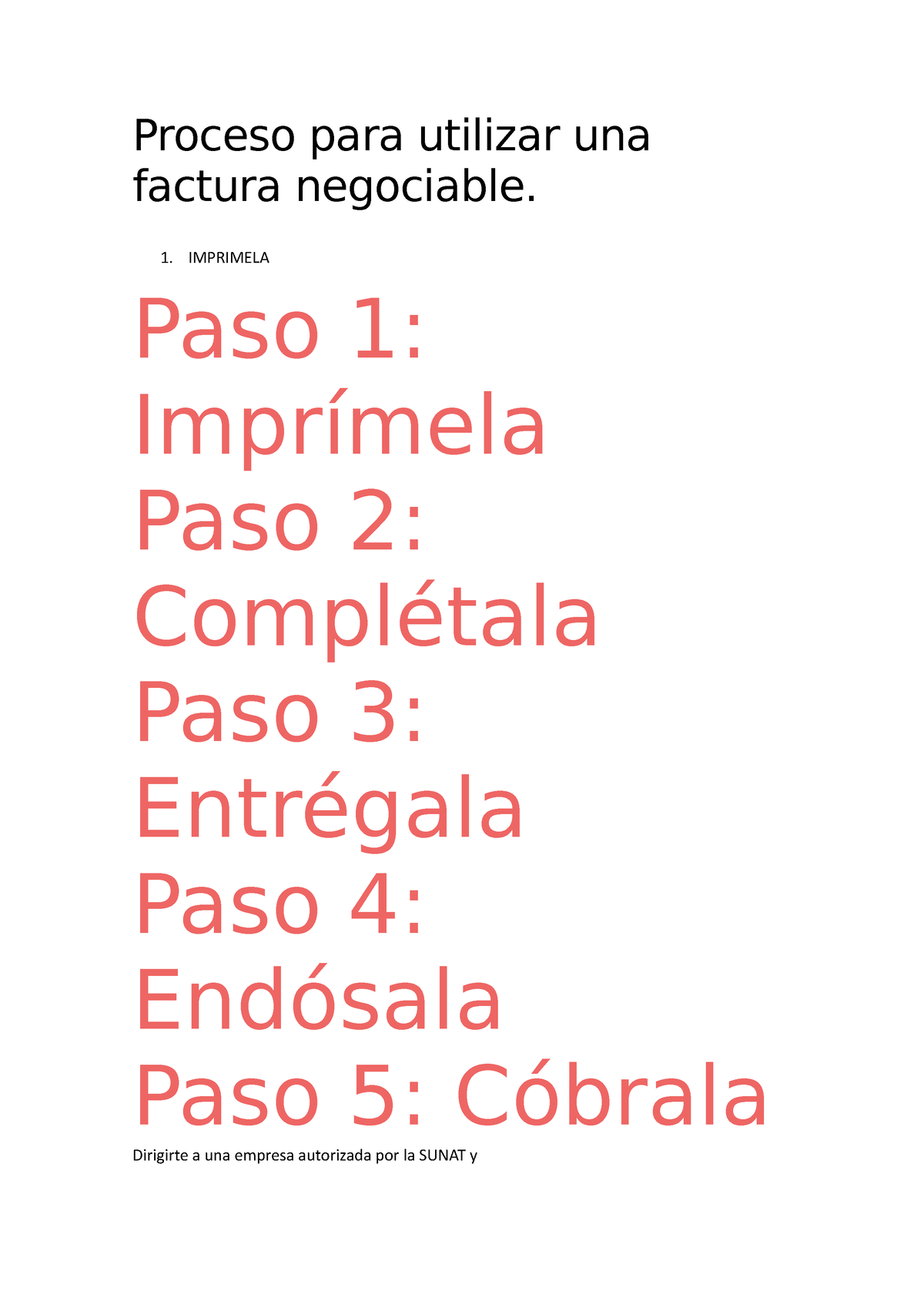 Proceso Para Utilizar Una Factura Negociable 1 Imprimela Paso 1 Imprímela Paso 2 Complétala 2755