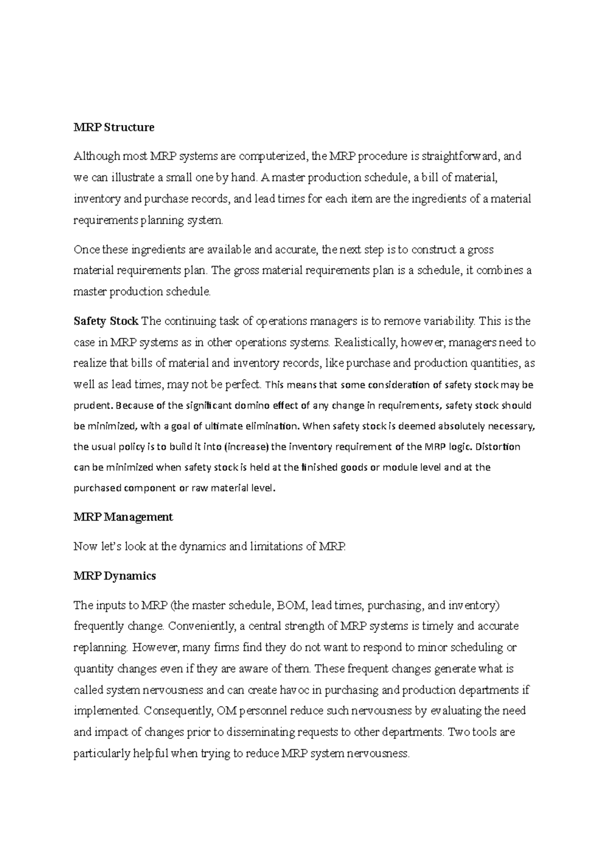 MRP Structure - Material Requirements Planning - Operations Management ...