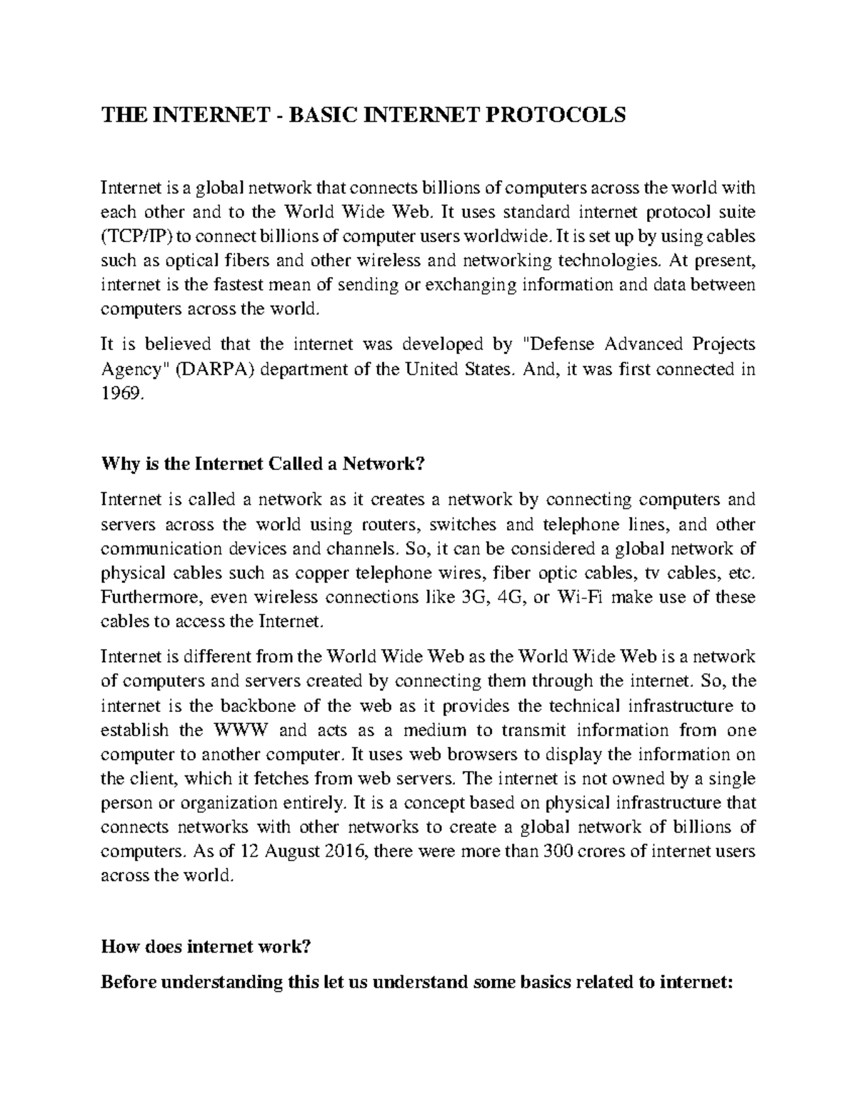 THE Internet Basic Internet Protocols - THE INTERNET - BASIC INTERNET ...