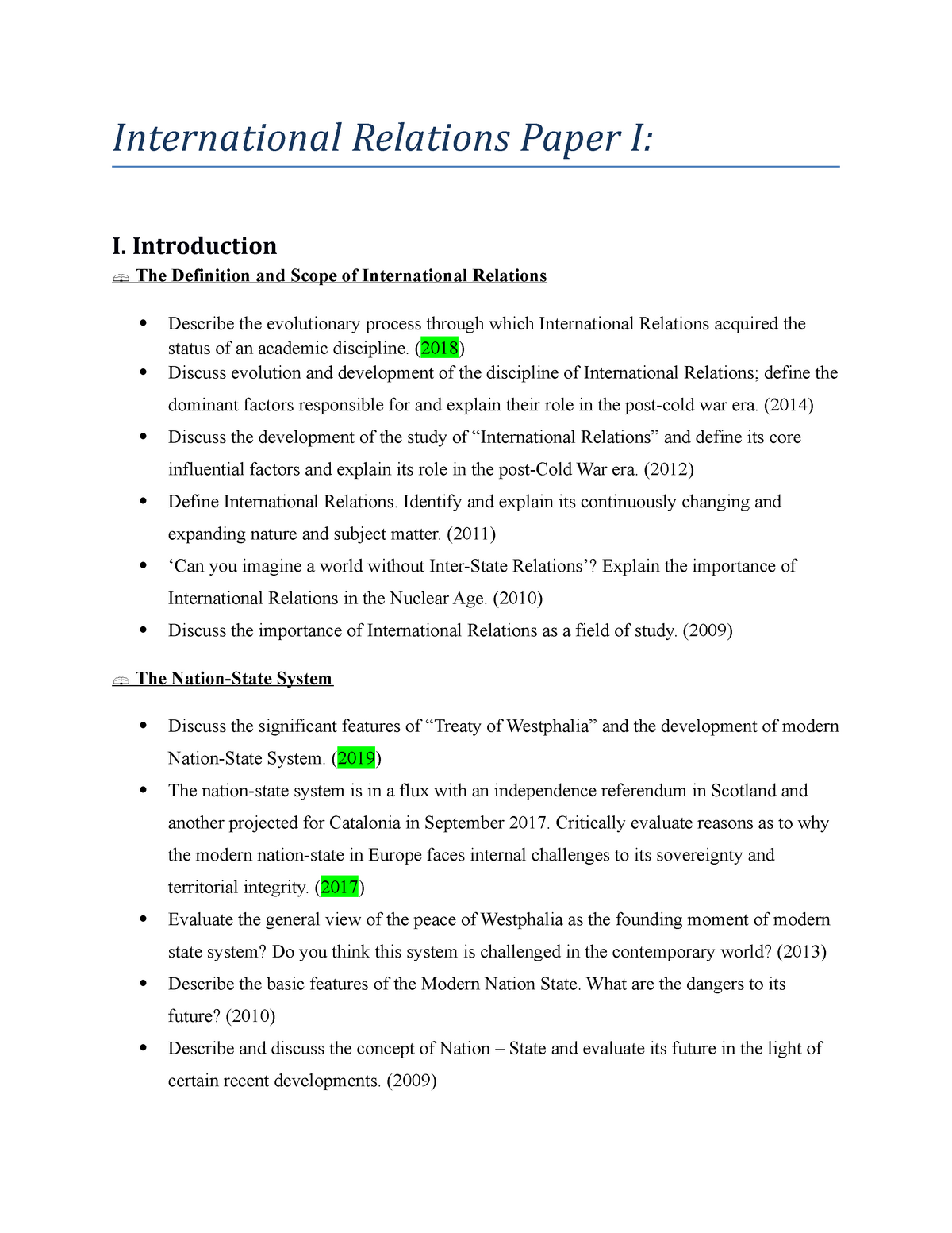 international relations research paper example