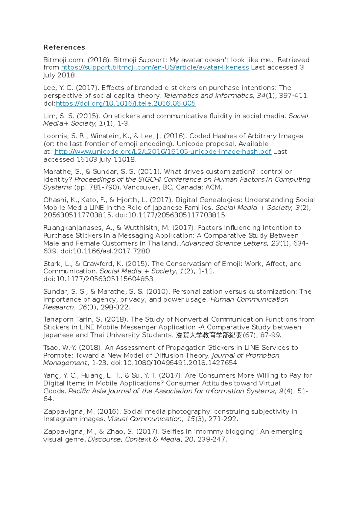 References for Lecture Notes - References Bitmoji. (2018). Bitmoji ...