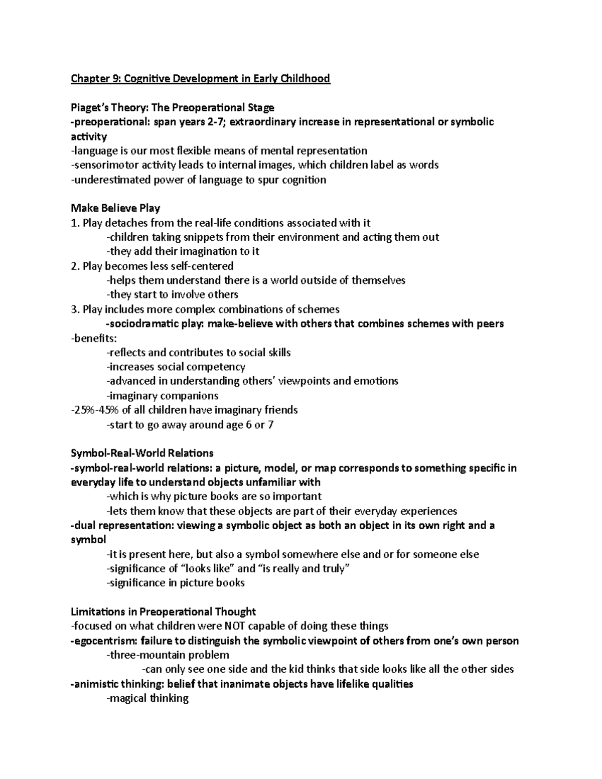 limitations of preoperational thought