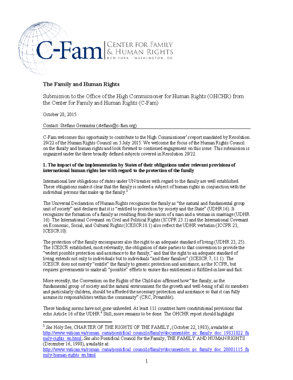 Center Family Human Rights - 1 Center for Family & Human Rights C Fam ...