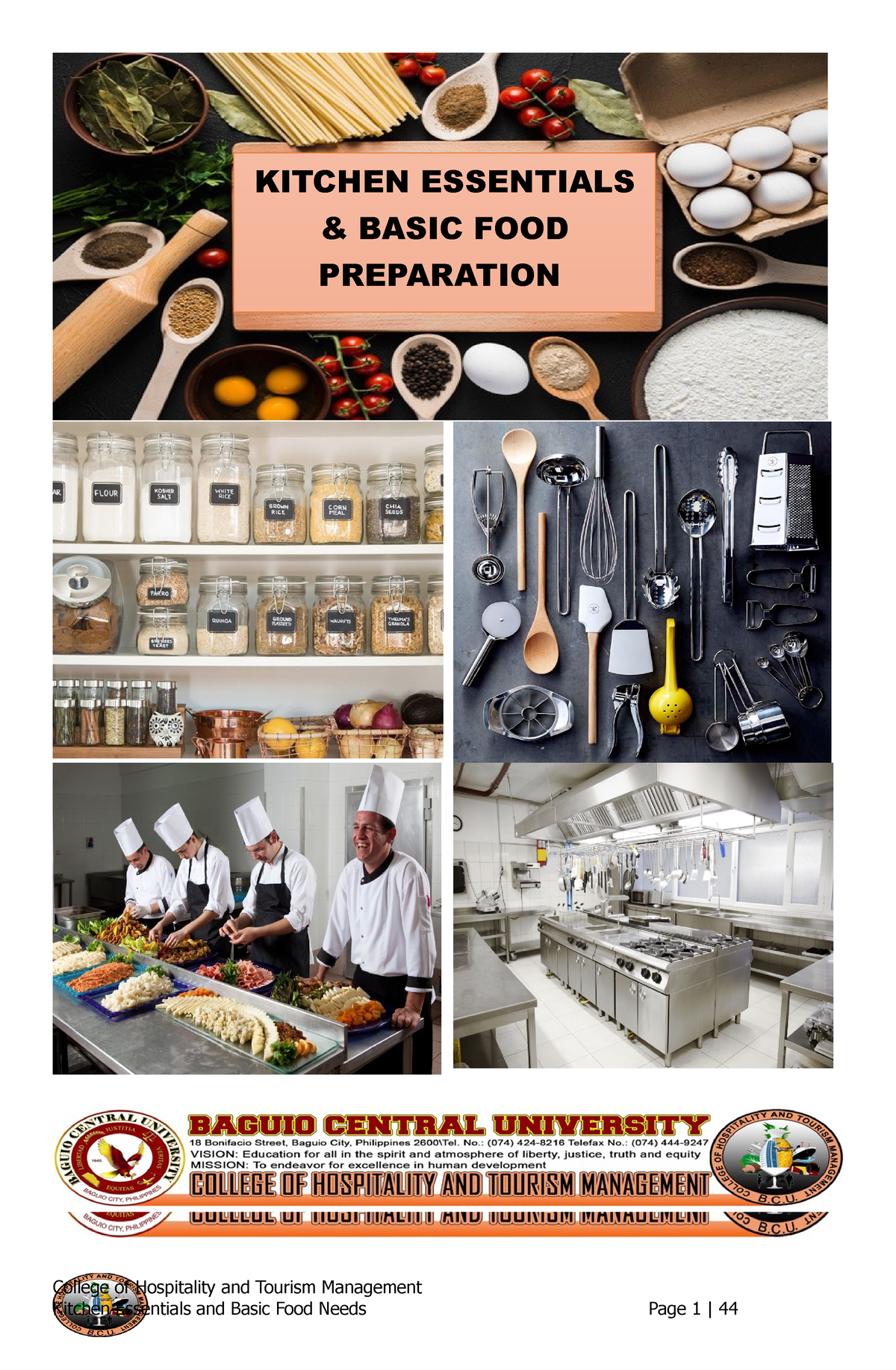 Summary of Kitchen Essentials and Basic Food Preparation