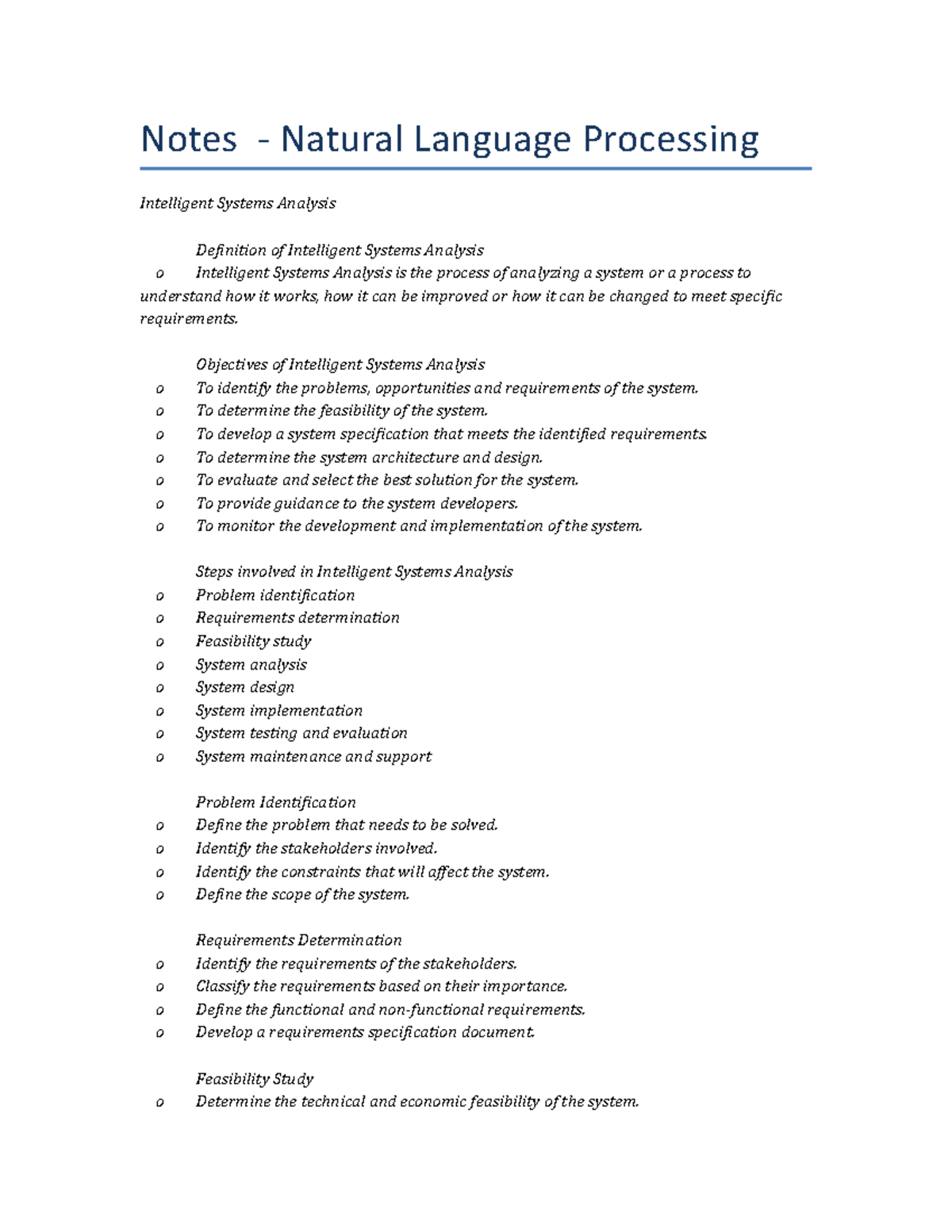 Lecture Notes - Natural Language Processing - Notes - Natural Language ...