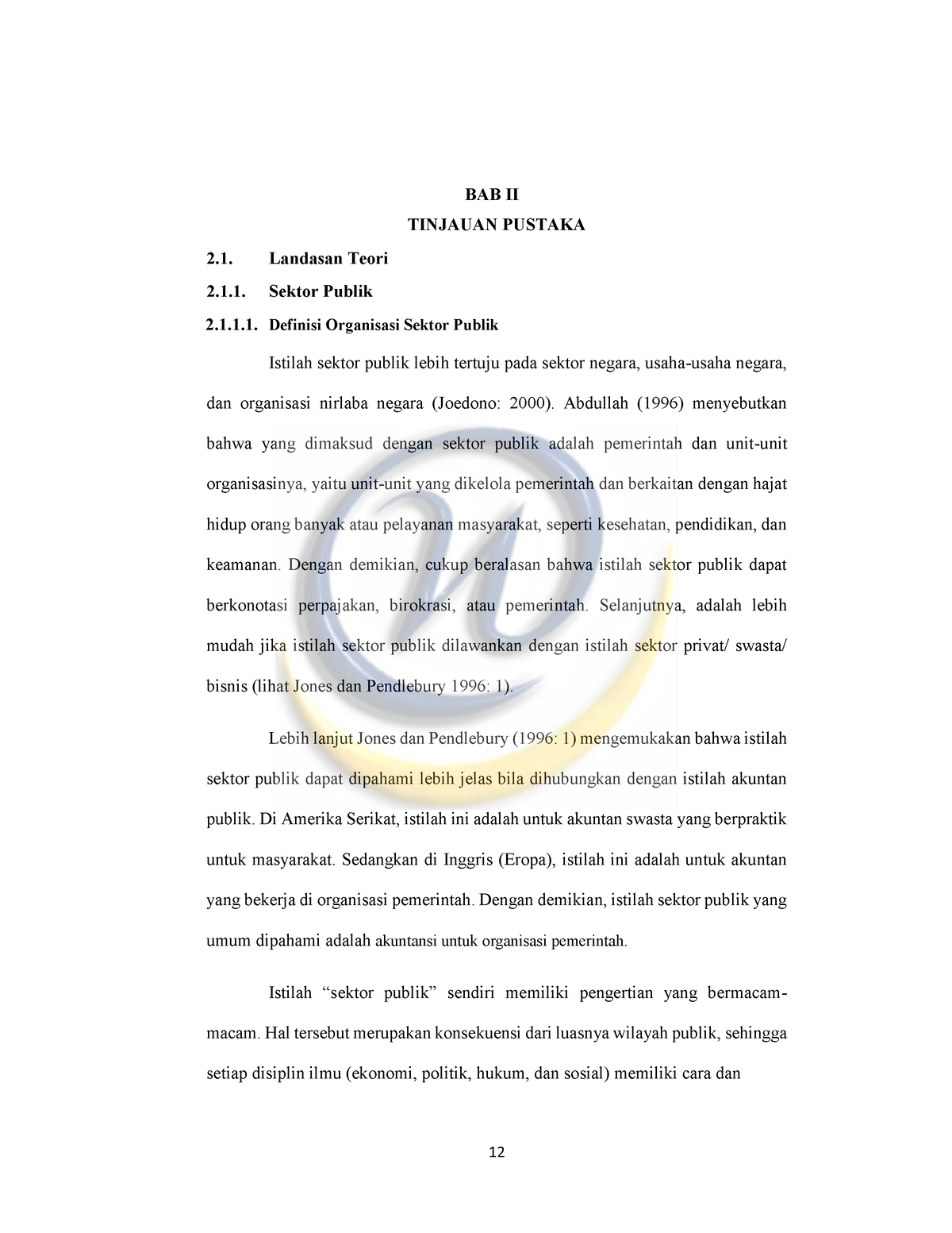 Bab 2 - UMI - 12 BAB II TINJAUAN PUSTAKA Landasan Teori 2.1. Sektor ...