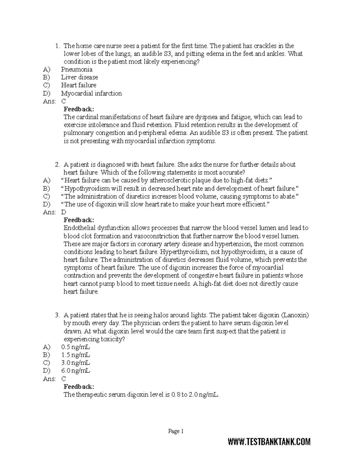 Chapter 30 Drug Therapy for Heart FailureTestBankTank The home