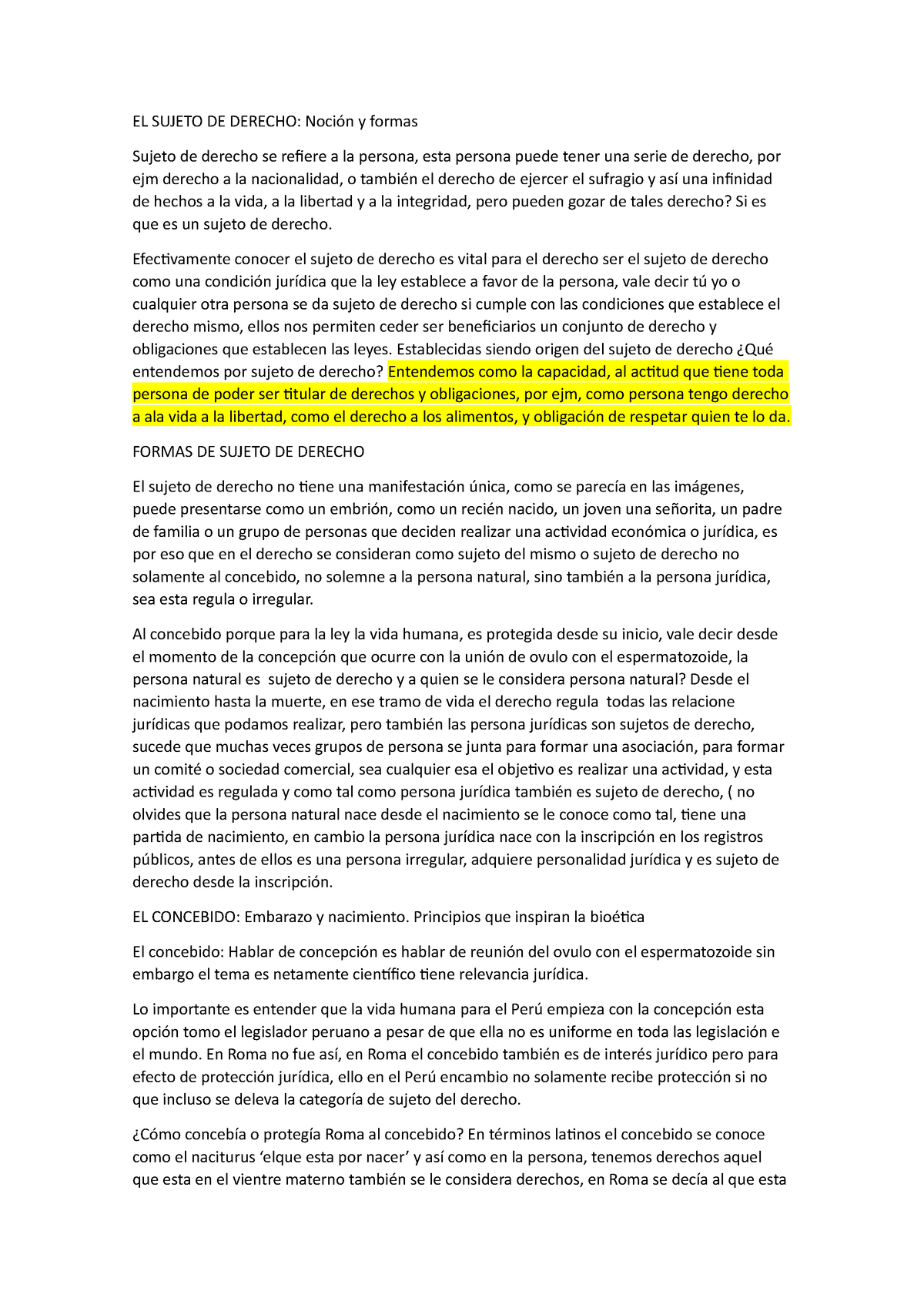 EL Sujeto DE Derecho - EL SUJETO DE DERECHO: Noción Y Formas Sujeto De ...