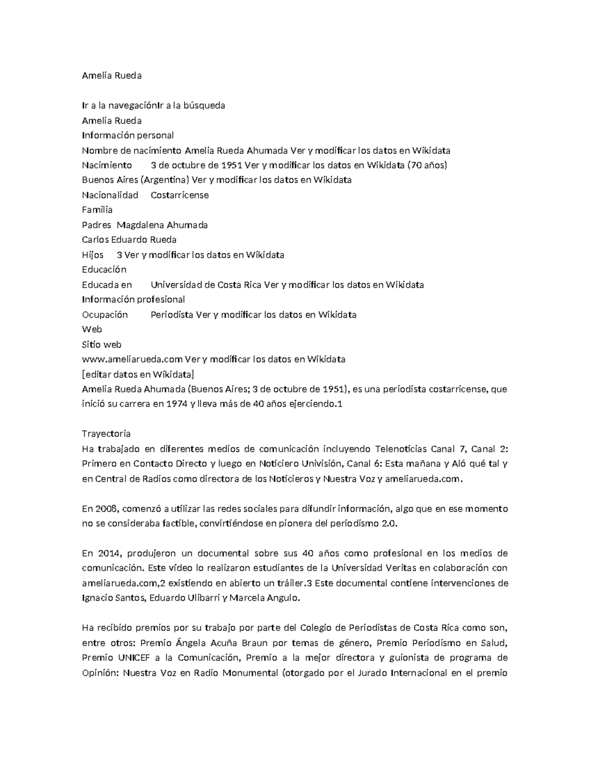 Amelia Rueda - Trayectoria Ha trabajado en diferentes medios de ...