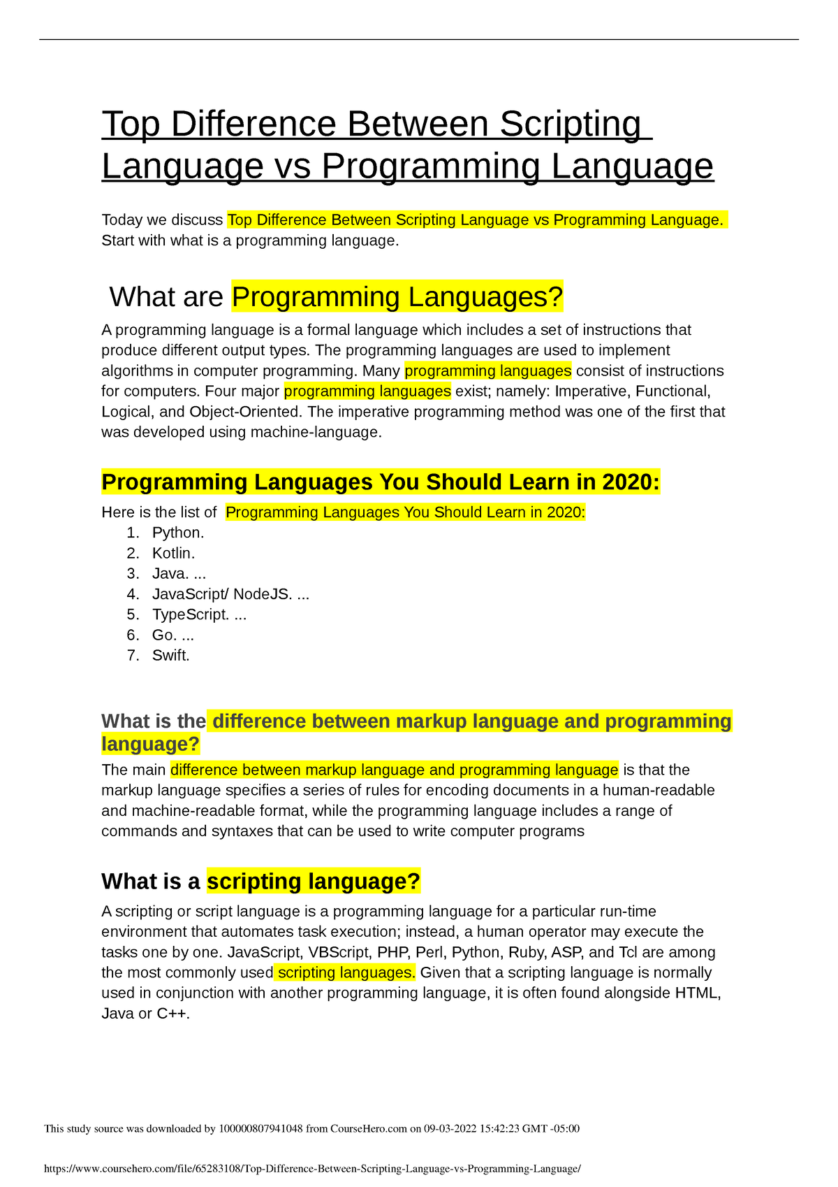 Top Difference Between Scripting Language Vs Programming Language 