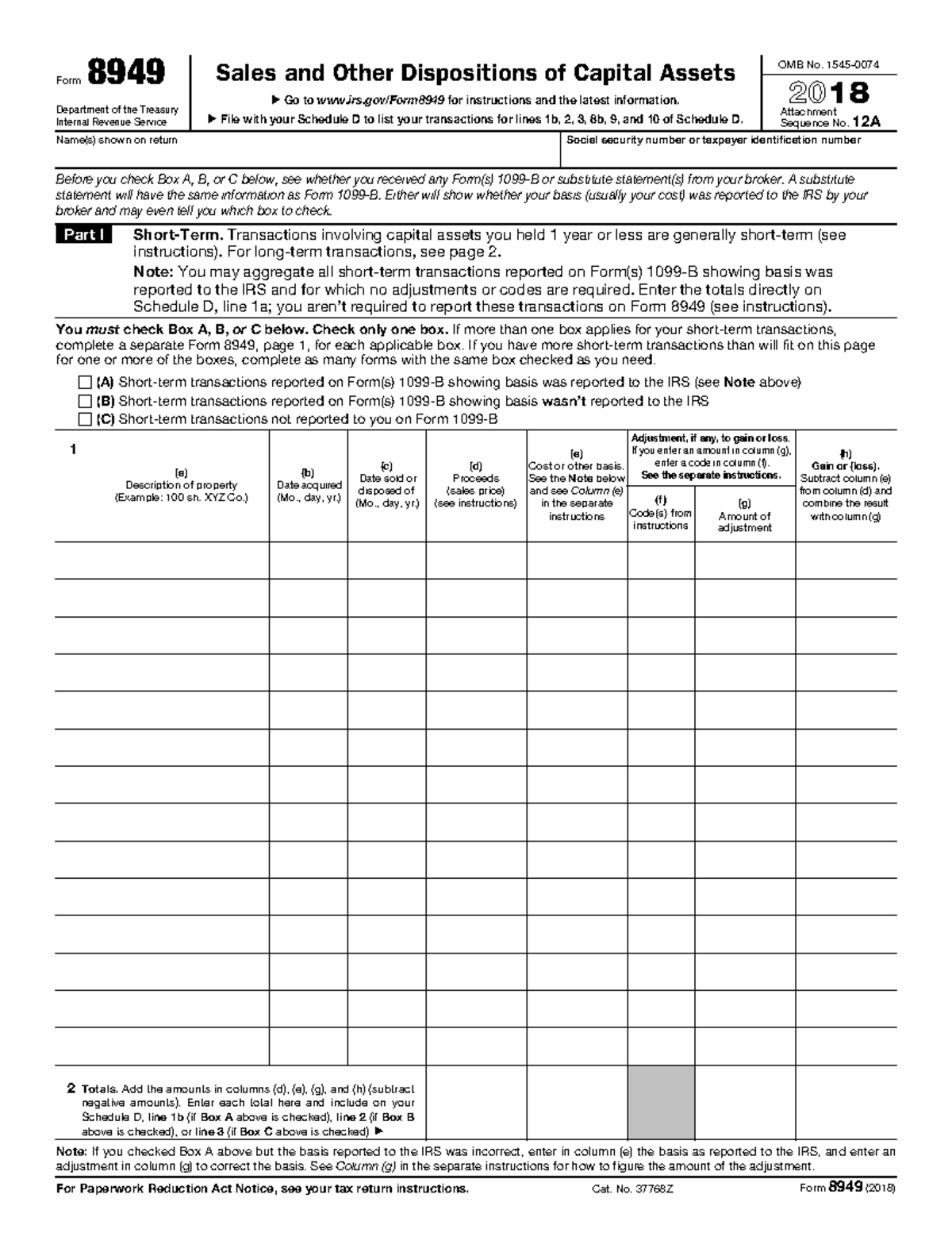 Tax Form 8949 - cu6tvbe