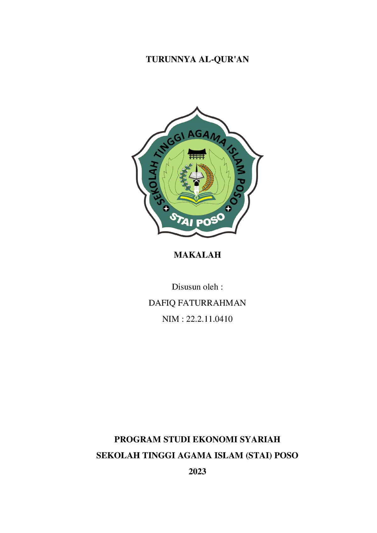 Makalah Ulumul Quran I Hope This Doc Can Help Turunnya Al Quran Makalah Disusun Oleh 1825