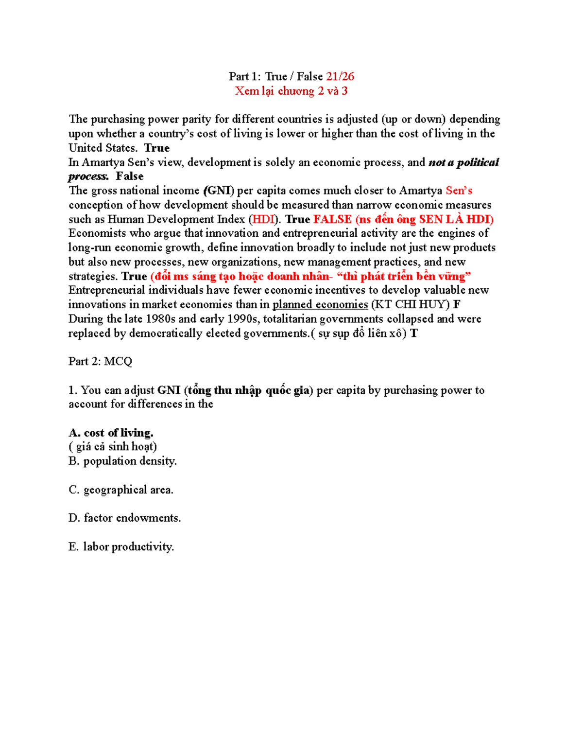 Chapter 3 - practice - Part 1: True / False 21/ Xem lại chương 2 và 3 ...
